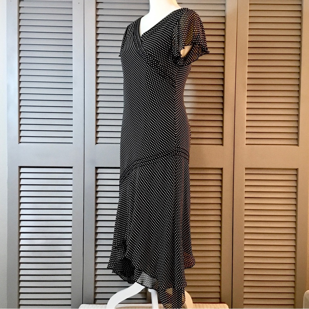 Vintage Adrianna Papell Black and White Silk Polka Dot Dress - Picture 3 of 9